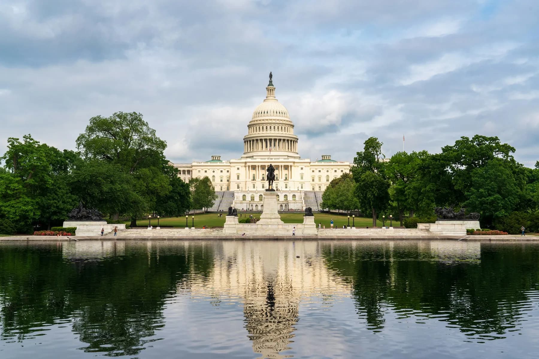 U.S. Capitol reflected in water in Washington, D.C.